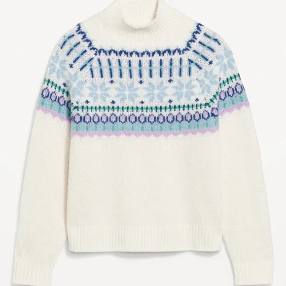 Holiday Print Mock-Neck Sweater - Picture 2 of 2